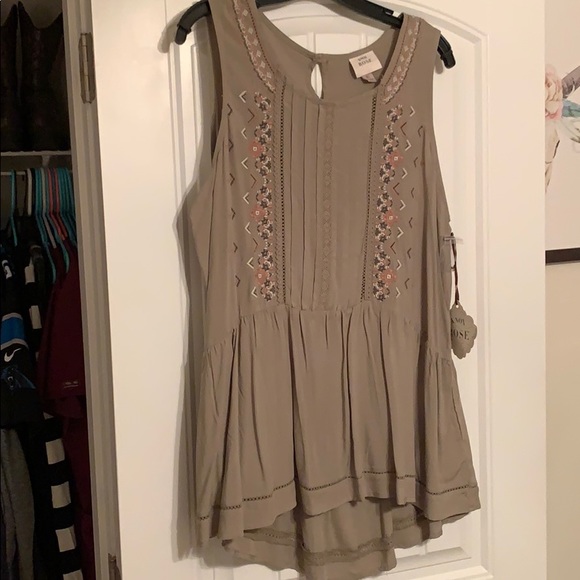 Knox Rose Tops - Knox Rose embroidered peplum tank.
